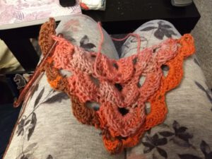 leaf-inspired crochet project in progress, just started out