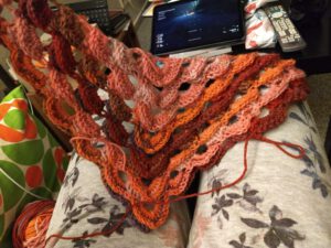 leaf-inspired crochet project in progress