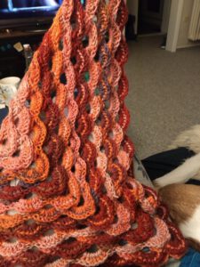 leaf-inspired crochet project in progress